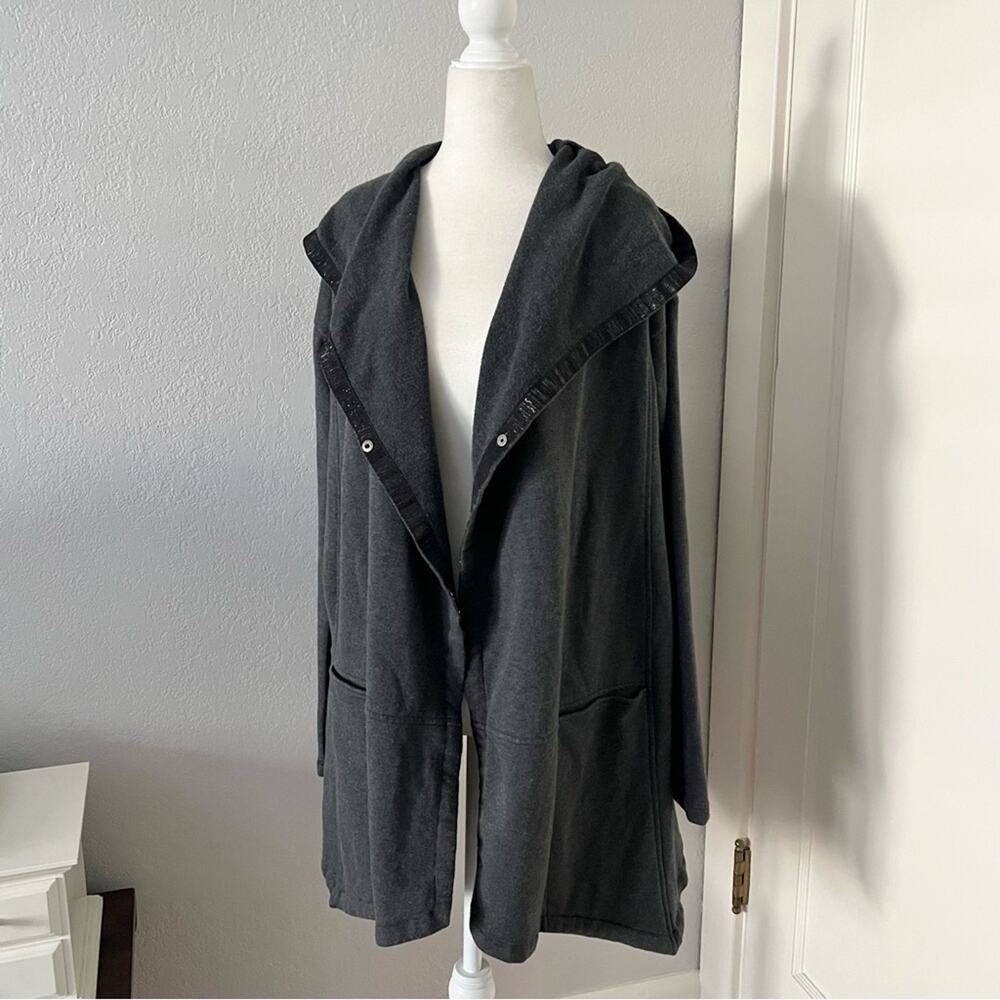 Zella Dark Grey Asymmetric Hooded Sweatshirt Cardigan